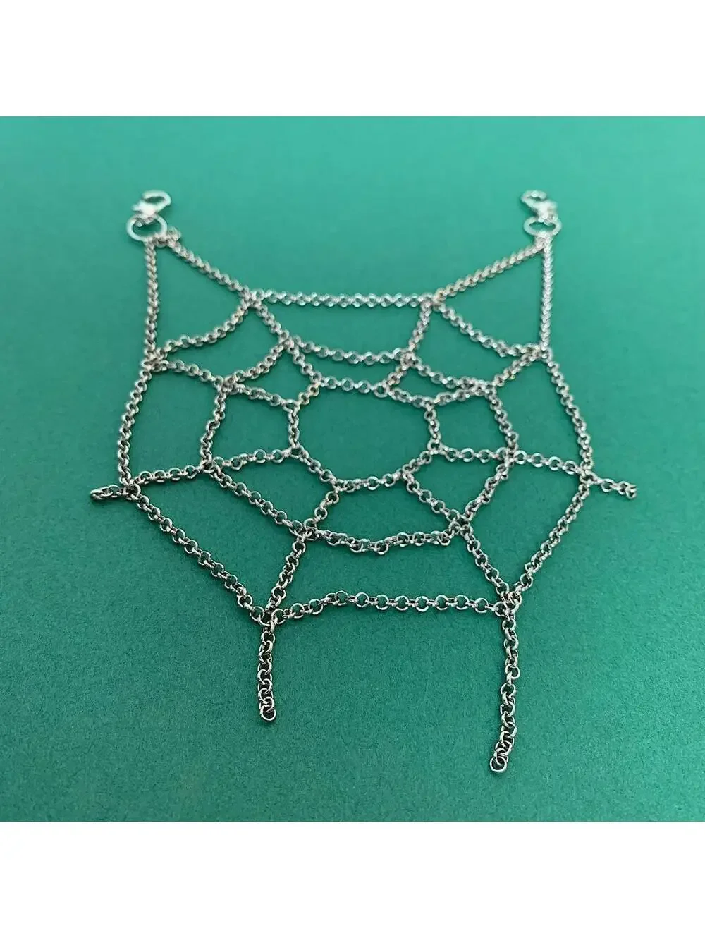 Y2k Cyberpunk style spiderweb ️ silver pocket chain. Punk emo grunge style